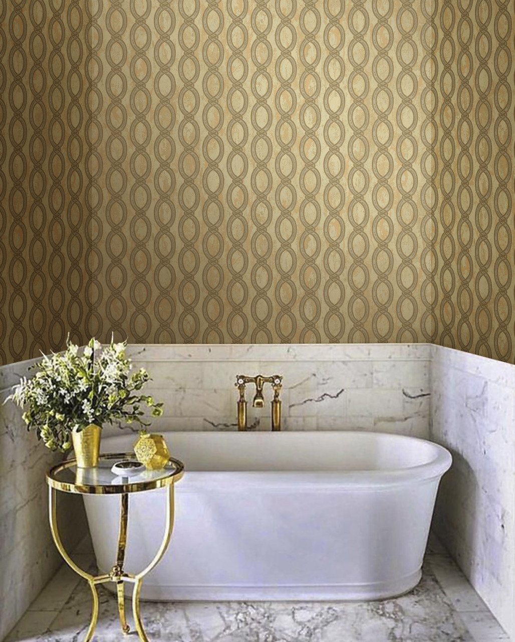 Seven-7808-3 koyu bakır bej renkli-desenli-fon