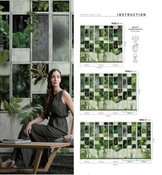 Seven duvar posteri M706- Tropikal yeşil  yapraklar-modern-fon