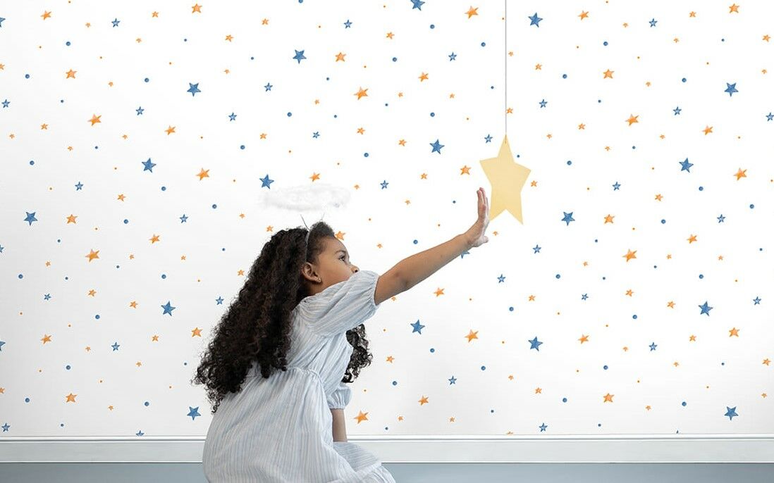 Deco Junior çocuk odası duvar kağıdı-mavi-sarı-yıldız-Deco Junior 1214-02-genç-bebek