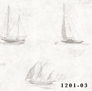 Deco Junior-1201-03-3-açık krem-gri-yazılı- yelken