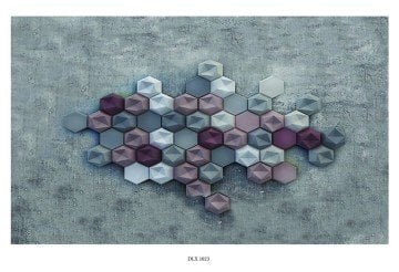 Duvar posteri DLX 1023- 5 boyutlu-gri bordo modelli-Fon