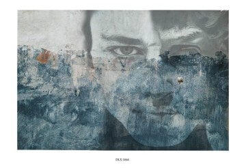 Tablo-resim görünümlü duvar posteri DLX 1046-Bayan-Mavi-Gri-