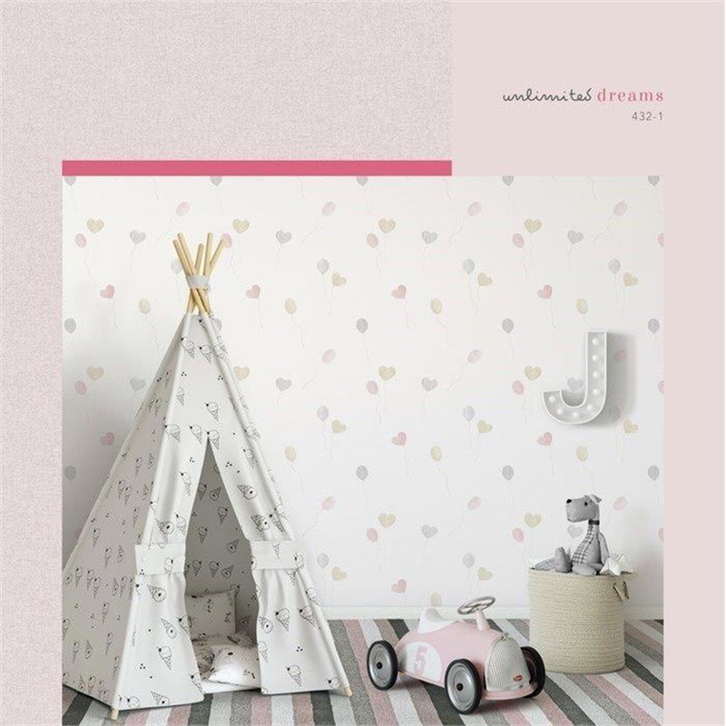 Balon modelli bebek odası Milky-Baby-432-1-krem-pembe-kahverengi