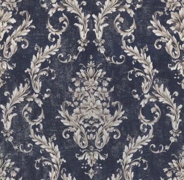 Retro 5001-01-doğal-Mavi-bej-renkli-damask-desenli-modelli-dokulu-fon-(16,2 m2)