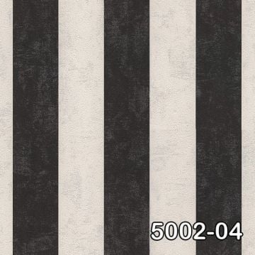 Retro 5002-04-geniş çizgili-siyah-krem-renkli-dokulu-(16,2 m2)