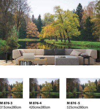 Doğa manzaralı poster Moneta M876-Ağaç-yeşil-su-golet-(Eni:315 cm x Boyu: 280 cm Ölçü Standart)=8.82 M2 (Kaplar