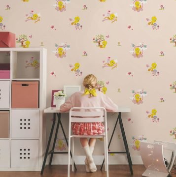 ada kids 8931-2-collection  pattern-açık pembe-sarı-kız-bebek-çocuk-odası-modelli-fon