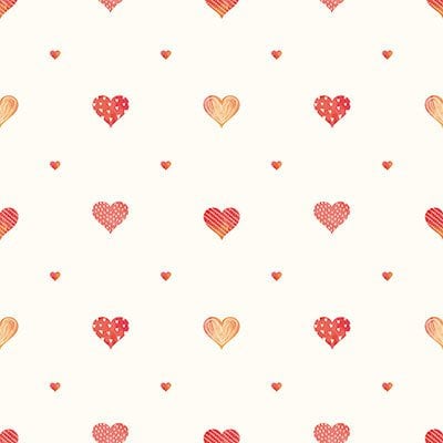 Ada-kids 8905-1-wallpaper collection pattern-açık sarı-kırmızı kalpli-bebek-çocuk-odası