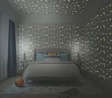 Yeni ada kids-parlayan-wallpaper-collection pattern 8920-2-gri-çocuk-batman-fosforlu-gece yanar-çocuk