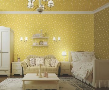 Ada kids 8930-1wallpaper collection-pattern 8930-1-sarı-yıldızlı-çocuk-fosforlu-kız-erkek-odası