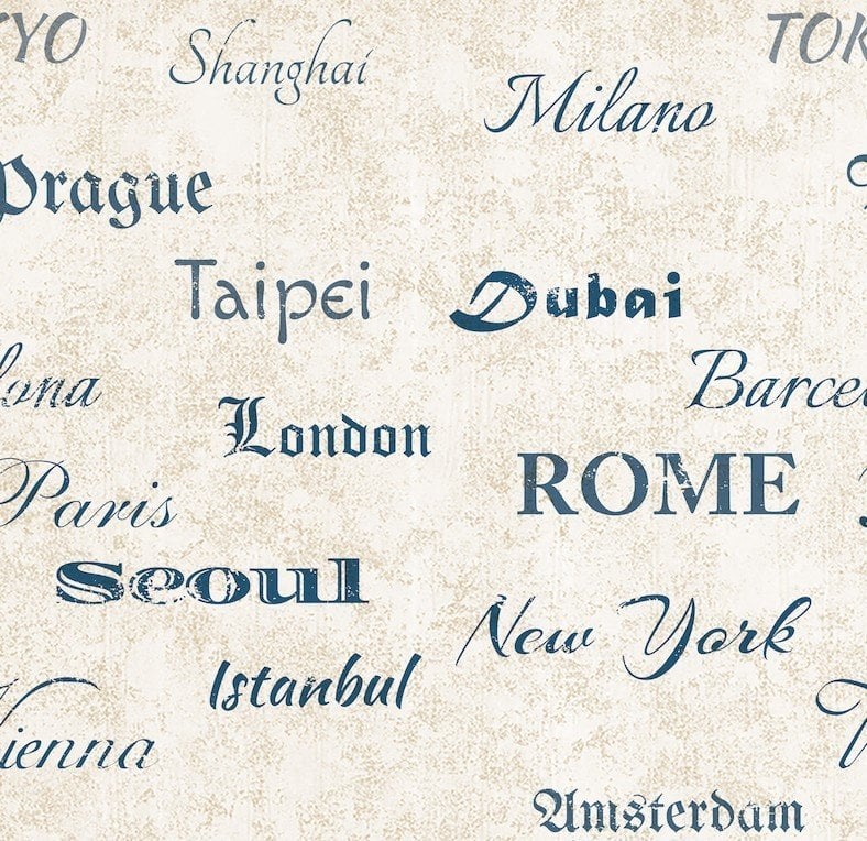 Petra 5224-4 yazılı duvar kağıdı-mavi yazılı--Eni 1,06 m*15.60 m=16,5m2