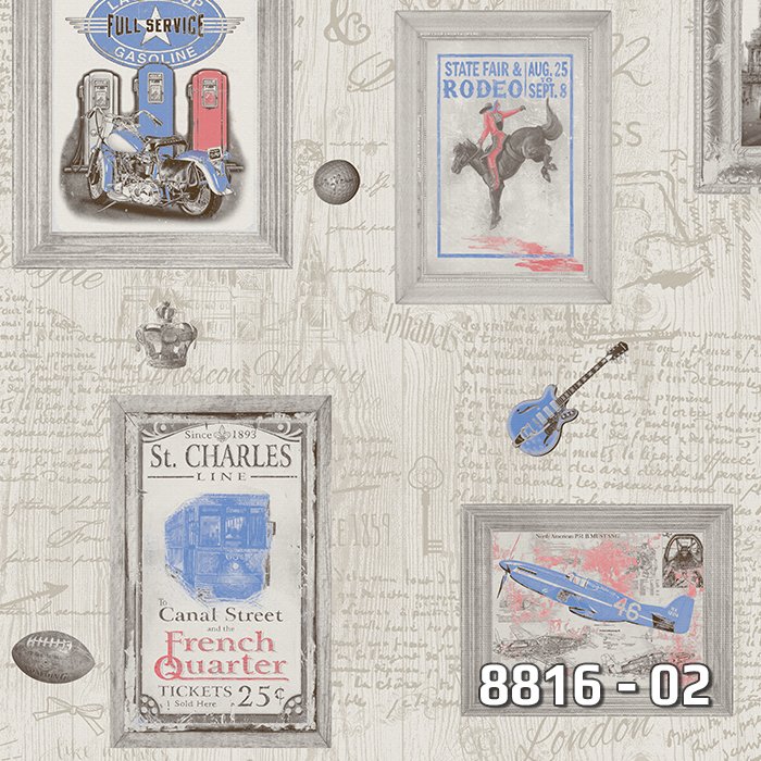 Royal Port  8816-02-çerçeve-yazılı-atlı-gitarlı-motosiklet-modelli-genç-fon