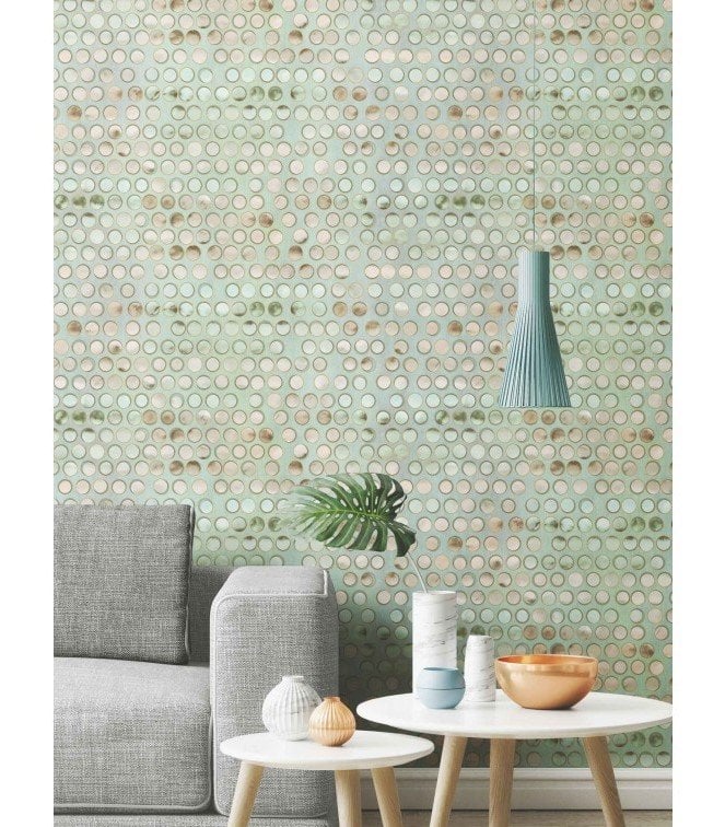 indigo 4706-2-Non woven tabanlı-yeşil-üç boyut-fon