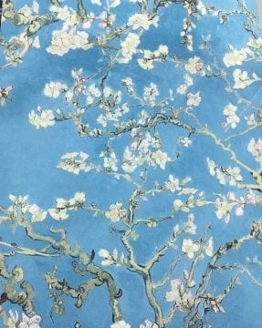 Hollanda markası ithal Van Gogh duvar kağıdı 17140-bn-dal-mavi-desenli-eskitme-doğal-işleme-tasarım-Non woven tabanlı-Rulo Ebatı: 10,05 x 0,53 m