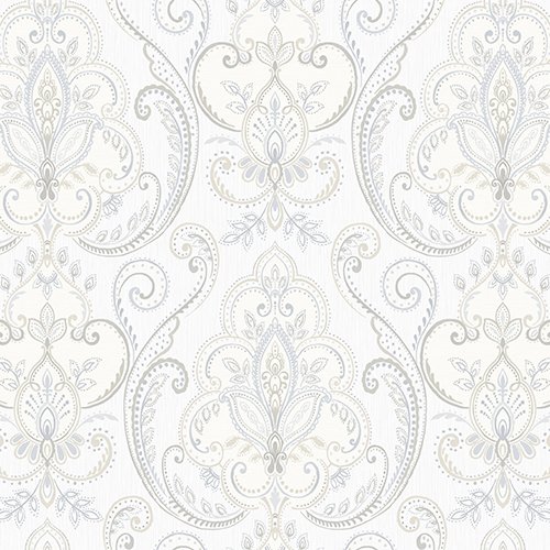 Tropicano 9901-1-beyaz-uçuk krem-damask-desenli