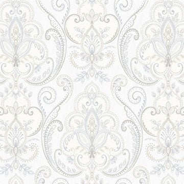 Tropicano 9901-1-beyaz-uçuk krem-damask-desenli