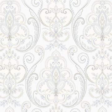 Tropicano 9901-1-beyaz-uçuk krem-damask-desenli