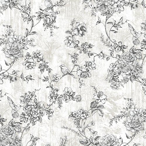 Tropicano 9914-1- ağaç dallı kuş modelli beyaz-kaliteli-fon