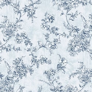 Tropicano 9914-2-Ağaç dalı-kuş-açık mavi renkli-fon