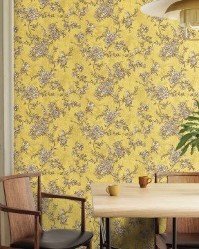 Tropicano 9914-4-dallı-ağaç kuş sarı renkli-fon