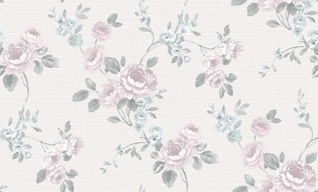 contempo-572951-1-mat-çiçekli-uçuk pembe-yeşil-bej-(Eni:1.06 X 15.6 mt)