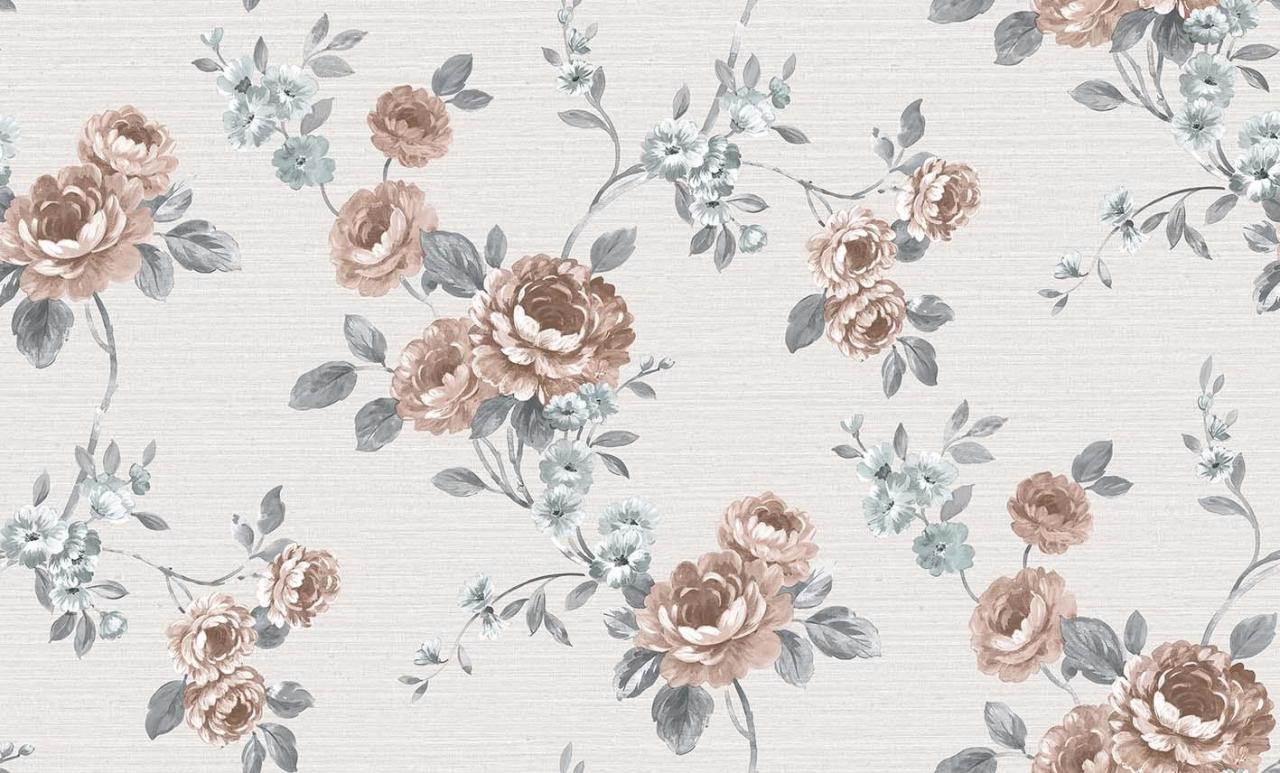 contempo 572951-3-çiçekli-kahverengi-bej-dallı-(Eni:1.06 X 15.6 mt)