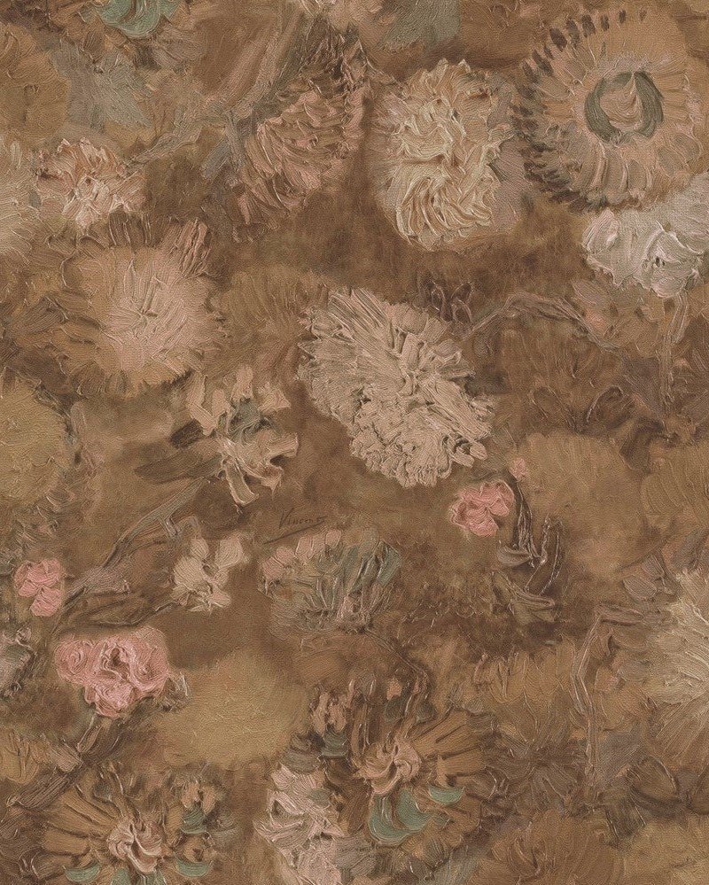 Van Gogh  duvar kağıdı 220002-Bej-Kahverengi-doğal-eskitme-dokulu-modelli-Fon-(Rulo Ebatı: 10,05 x 0,53 m
