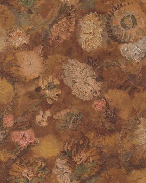 Van Gogh duvar kağıdı 220003-Eskitme-Koyu kahverengi-sarı-bej-yeşil-doğal