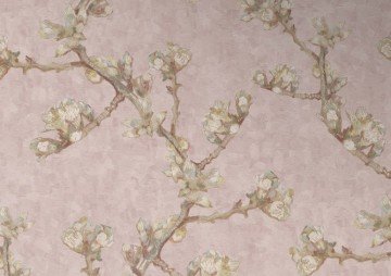 Van Gogh 220010-uçuk pembe-bej-kahverengi-ağaç dallı-dokulu doğal-Non woven tabanlı-desenli-Rulo Ebatı: 10,05 x 0,53 m
