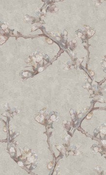 Van Gogh duvar kağıdı 220011-uçuk yeşil-bej dallı-çiçekli-Ağaç dalı-Desenli-işlemeli-dokulu-.Non woven tabanlı,Rulo Ebatı: 10,05 x 0,53 m