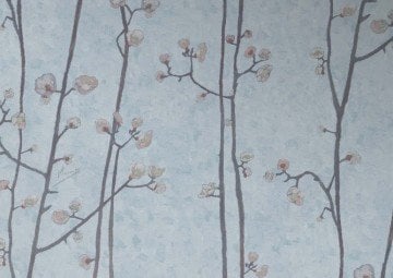 İthal Hollanda BN Van Gogh duvar kağıdı 220027-mavi dallı,mavi renk-desenli-doğal-fon-dokulu-Non woven tabanlı,Rulo Ebatı: 10,05 x 0,53 m